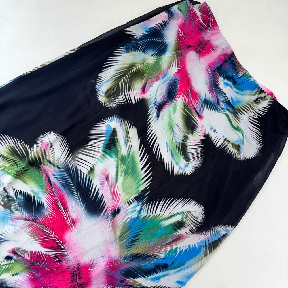 Cato Black Palm Print Maxi‎ Skirt Women's Size Small Colorful Tropical